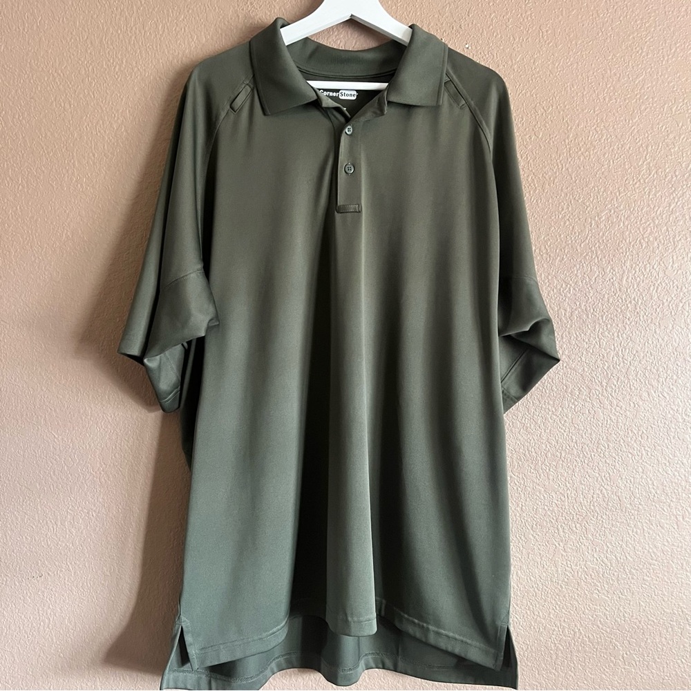 CornerStone Men's Olive Green Polo Shirt Size 2XL